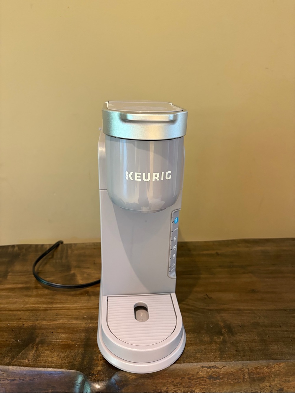 Keurig Single-Serve Brewer in Light Gray and Silver Accents
